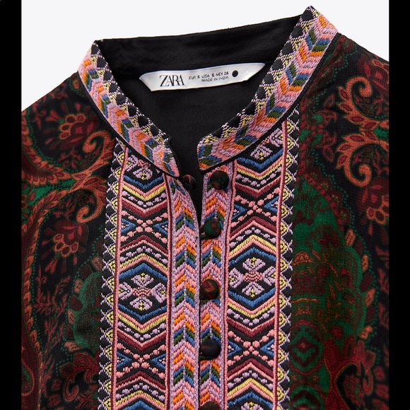 ZARA JACQUARD RIBBON DRESS - Picture 10 of 11